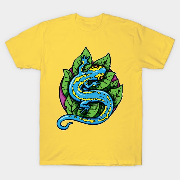 Blue Salamander T-Shirt by Laughin' Bones